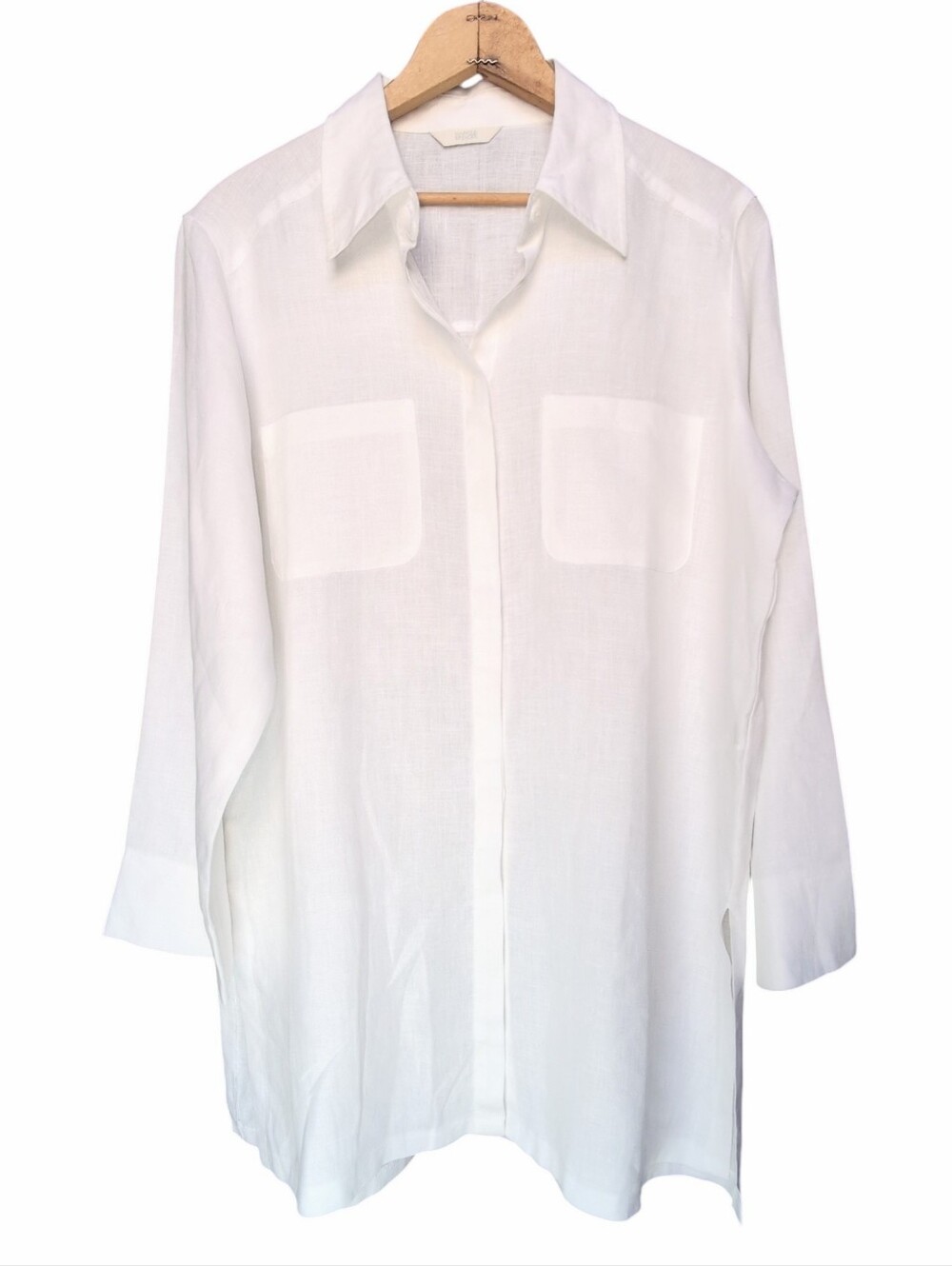 Marks & Spencer Oversized Shirt Blouse Linen White Women's Size UK 14 US 10